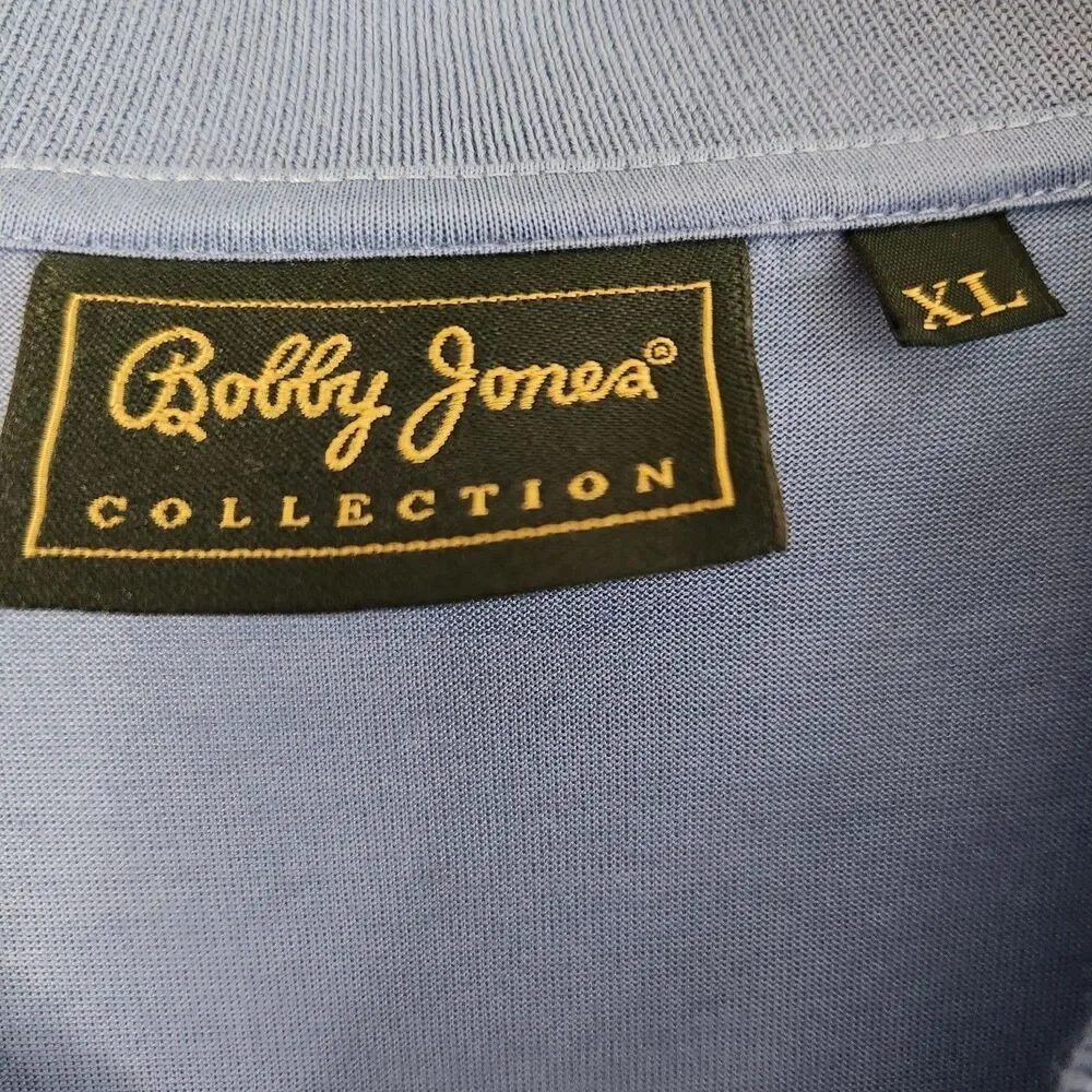 Bobby Jones Collection Polo Golf Shirt Mens XL Made in Italy Golfer Placket Blue - Picture 3 of 6